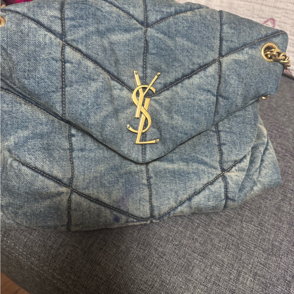 Yves Saint Laurent Blue denim puffer large Bag